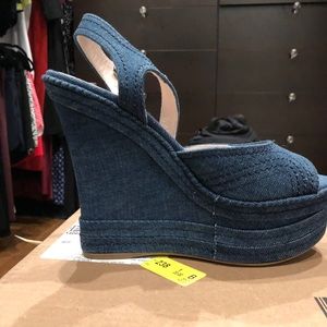 Denim Miu Miu Wedge. Worn twice. Size 38.